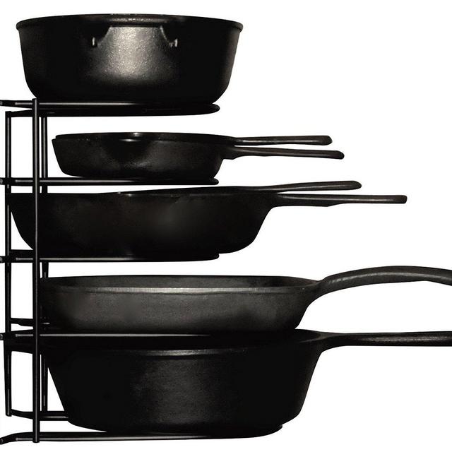 Extreme Matters Heavy Duty Pan Organizer - Bottom Tier 1 Inch Taller for Larger Pans - No Assembly Required - Black