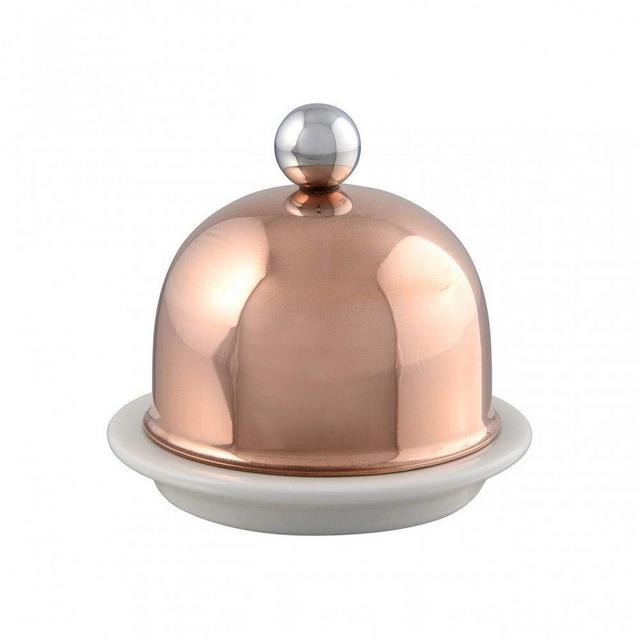 M'TRADITION copper porcelain butter dish ,  3.5 in