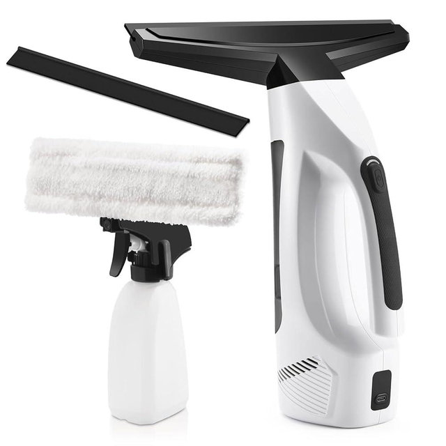 Window Vacuum Squeegee Cordless, Handheld Window Vac with Multi-Purpose Spray Bottle & Microfiber Cloth, Electric Cleaning Tool for Windows, Mirror, Countertop