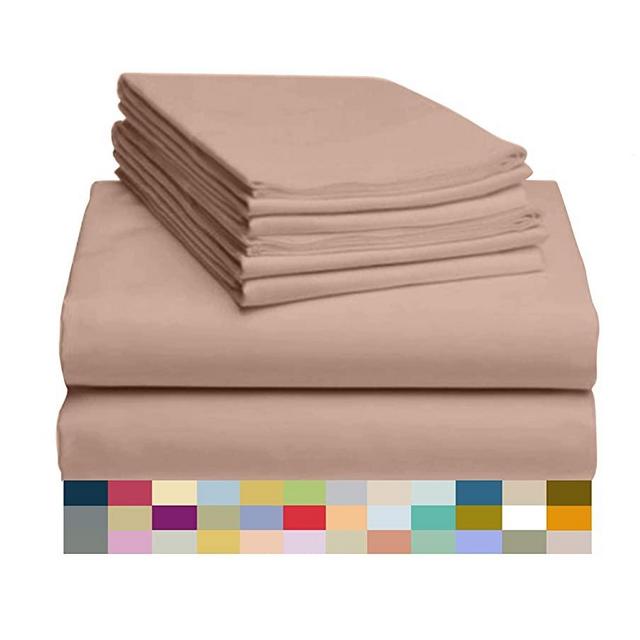 LuxClub 6 PC Sheet Set Bamboo Sheets Deep Pockets 18" Eco Friendly Wrinkle Free Sheets Hypoallergenic Anti-Bacteria Machine Washable Hotel Bedding Silky Soft - Pearl Pink Full