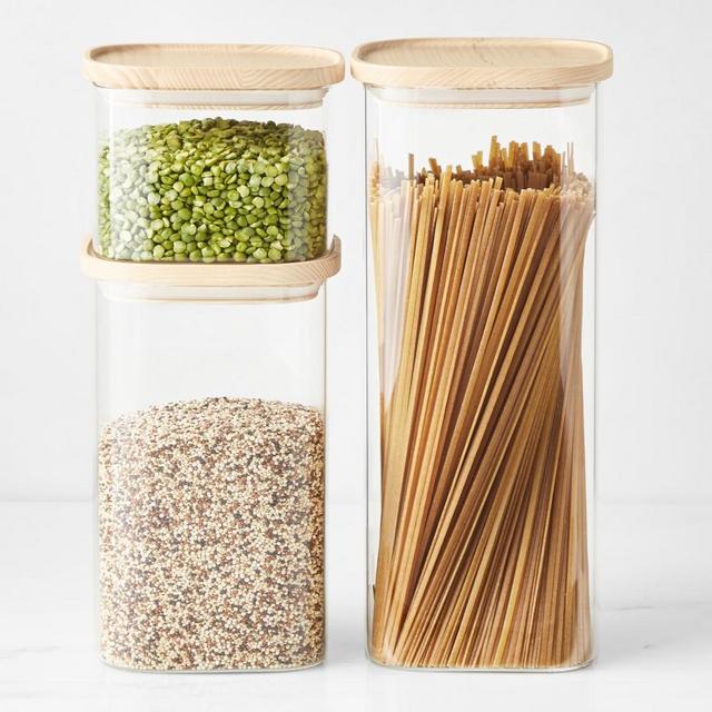 Hold Everything Square Stacking Glass Containers, Set of 3
