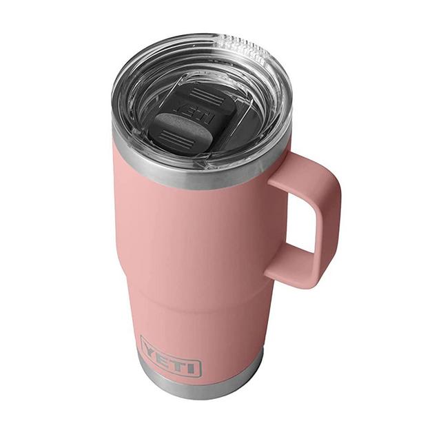 YETI Rambler 20 oz Travel Mug, Stainless Steel, Vacuum Insulated with Stronghold Lid, Sandstone Pink