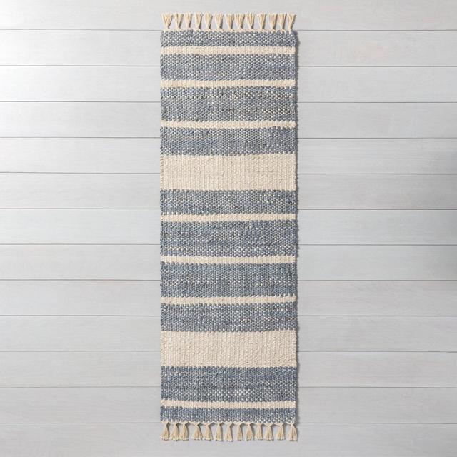 2'4" x 7" Jute Stripe with Tassel Fringe Runner Gray - Hearth & Hand™ with Magnolia