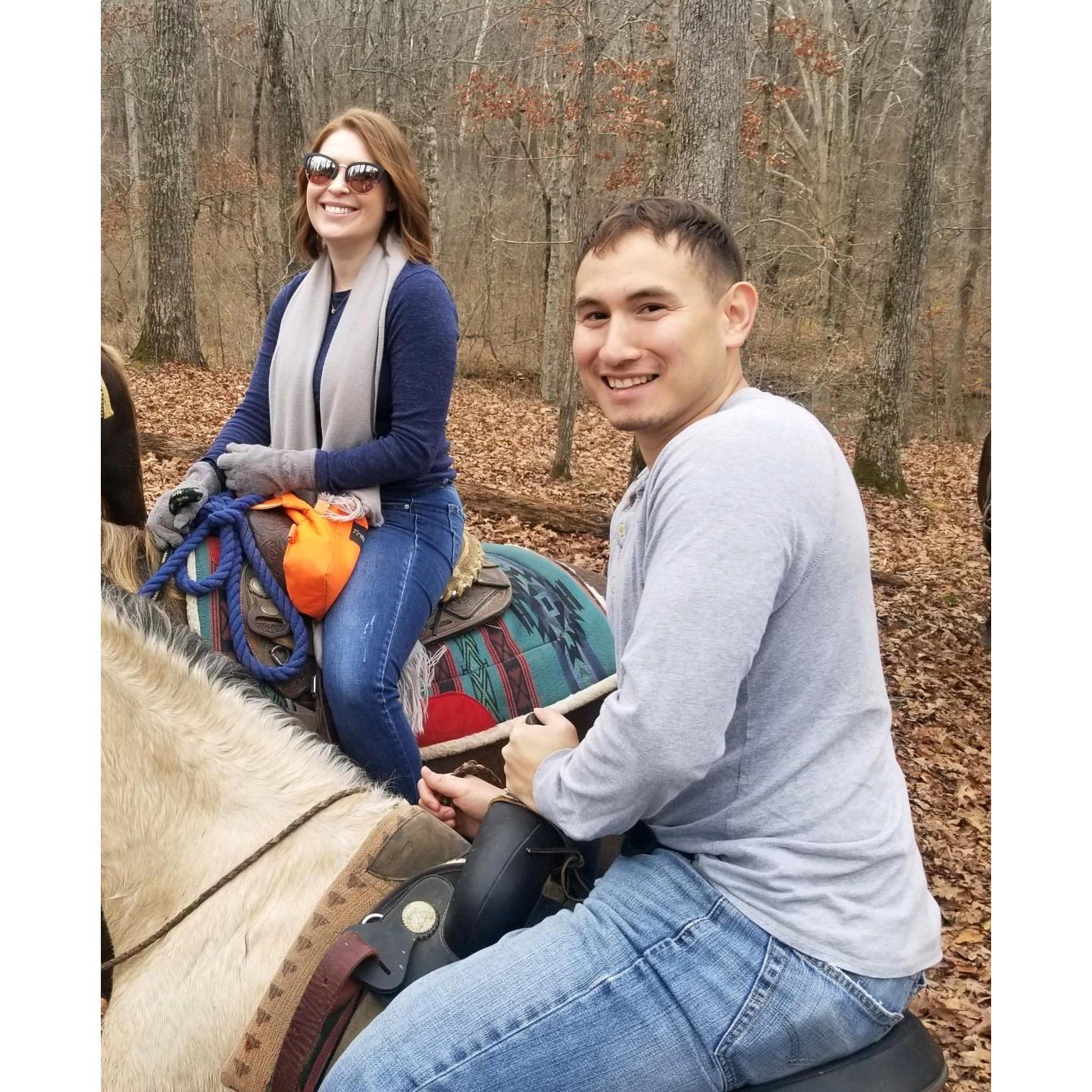 To ask my dad's permission to marry me, he had to prove he could "cowboy up". Thankfully this adventure did not end up in any trips to the hospital.