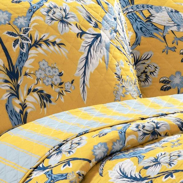 Full/Queen 3pc Dolores Comforter Set Yellow/Blue - Lush Décor