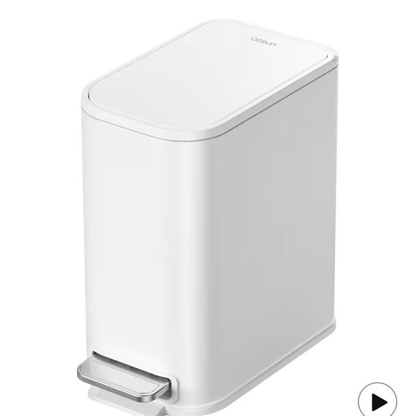 Cesun Small Bathroom Trash Can with Lid Soft Close, Step Pedal, 5 Liter / 1.3 Gallon Stainless Steel Garbage Can with Removable Inner Bucket, Waste Basket for Bathroom, Bedroom (White)