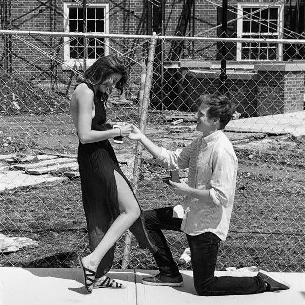 Charlie proposed in front of Jenna's old dorm (Minnich Hall) at Miami University. It was where they had their first kiss!