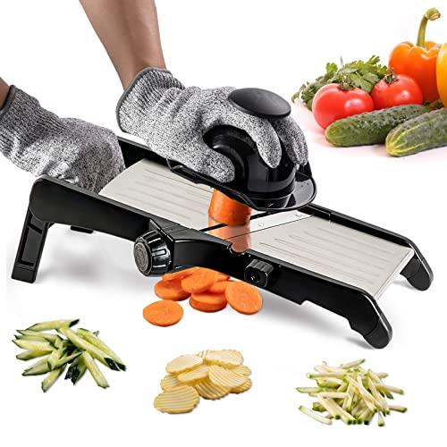 Mandoline Slicer for Food and Vegetables -VEKAYA Adjustable Kitchen Vegetable Slicer For Potatoes and Onion| French Fry Slicer, Vegetable Chopper and Cutter with Waffle Maker and Gloves