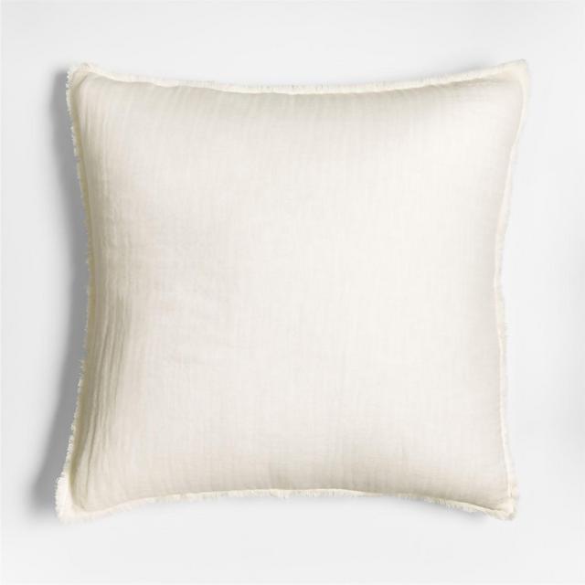 Arla 23" Eyelash Crisp White Pillow with Feather Insert