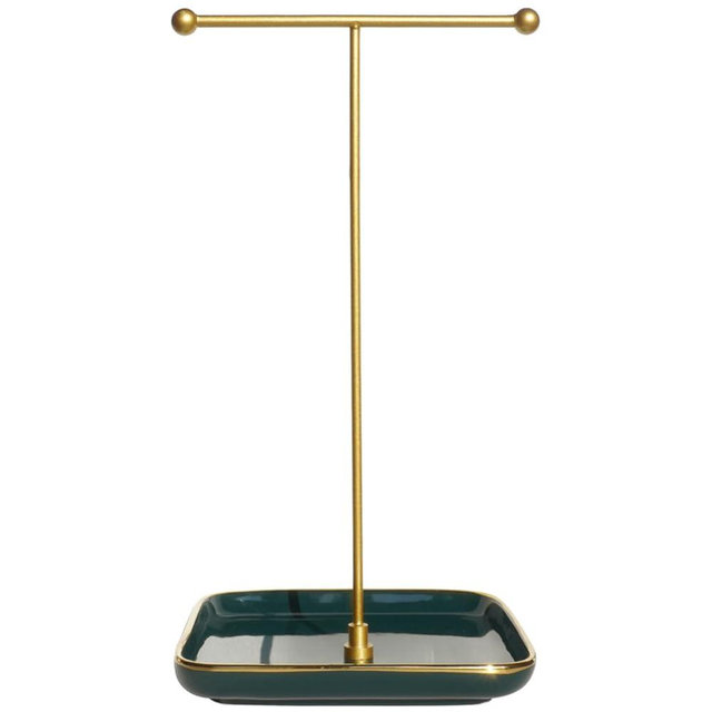 VROOMIUM Necklace Holder- Ceramic Base 1ft Height Jewelry Organizer Stand, Aesthetic Jewelry Hanger Display for Necklaces, Bracelets, Rings, Exhibidor de Collares-Elegant Green