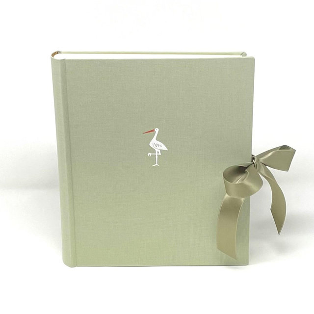 Personalizable baby photo album for birth, high-quality memory album in the format 20 x 24 cm, reed green