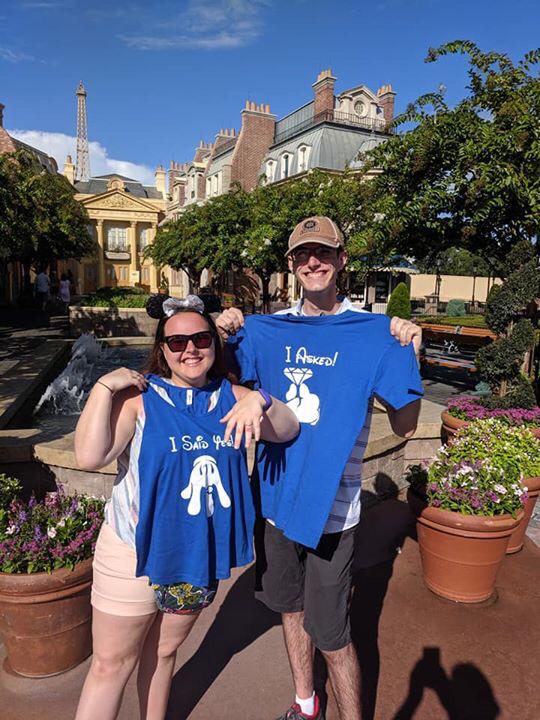 Newly engaged in Paris (pavilion in EPCOT) - July 24, 2019