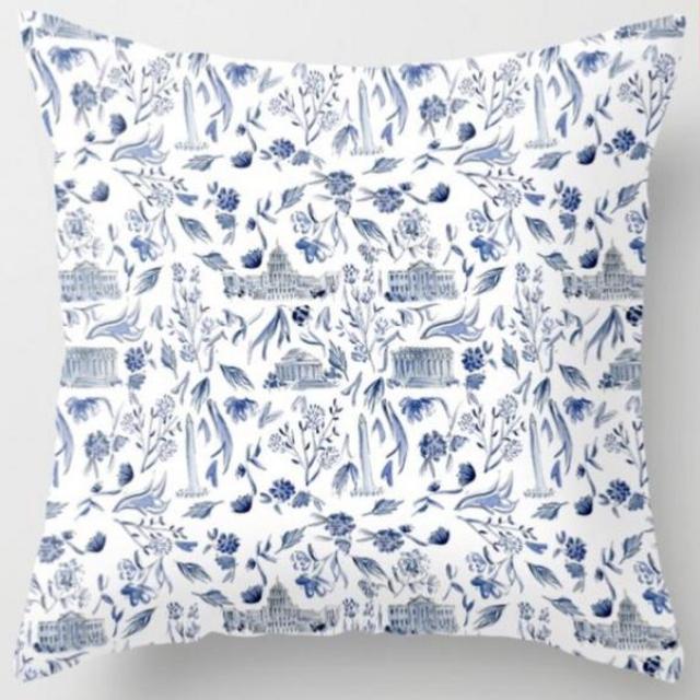 DC in Blue Throw Pillows