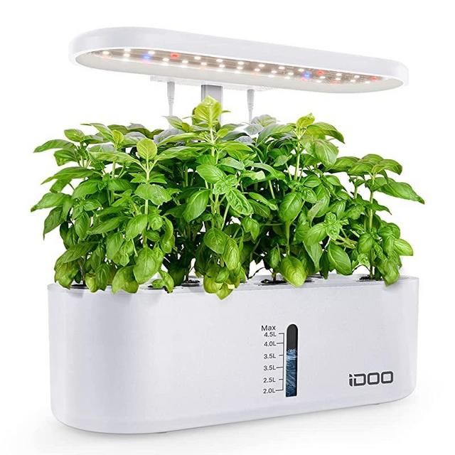 iDOO Hydroponics Growing System Up to 18.7", 10 Pods Indoor Herb Garden with Grow Light, Plants Germination Kit with Pump, Automatic Timing