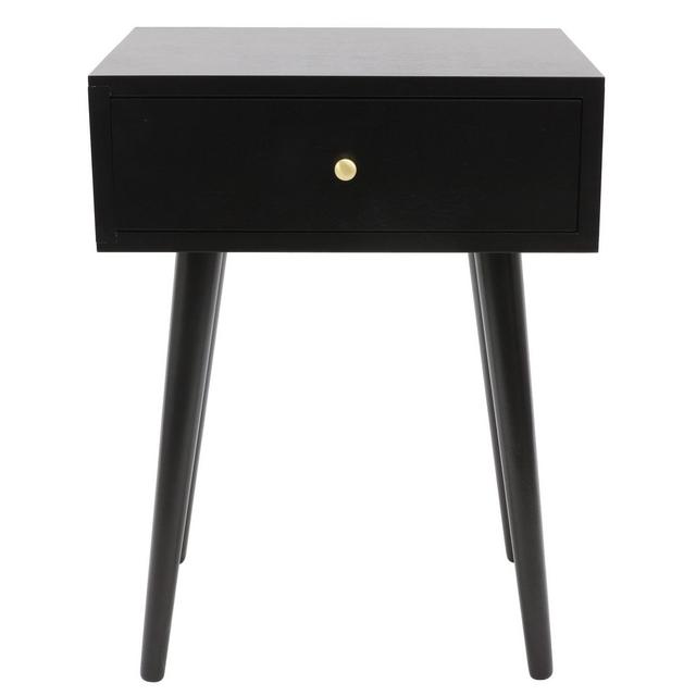 Mid Century One Drawer Wood Side Table Black - Décor Therapy