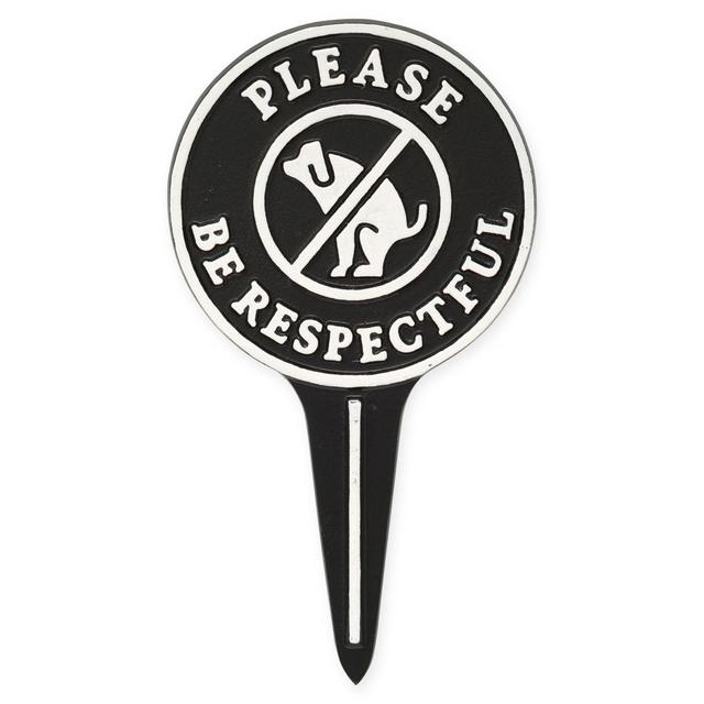 Whitehall Products "Please Be Respectful" No Poop Dog Lawn Sign in Black/White