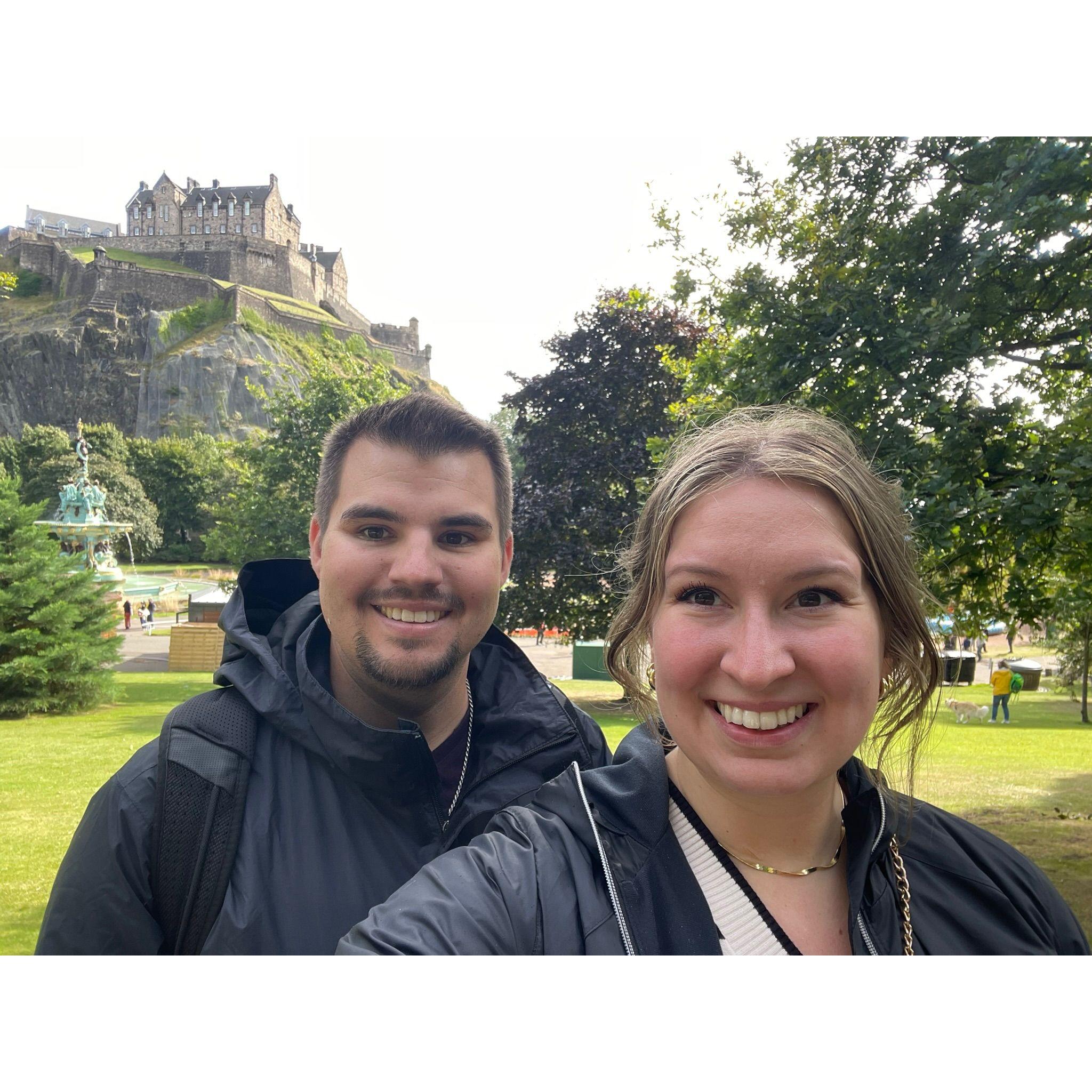Princess Street Gardens with Edinburgh Castle in the background.