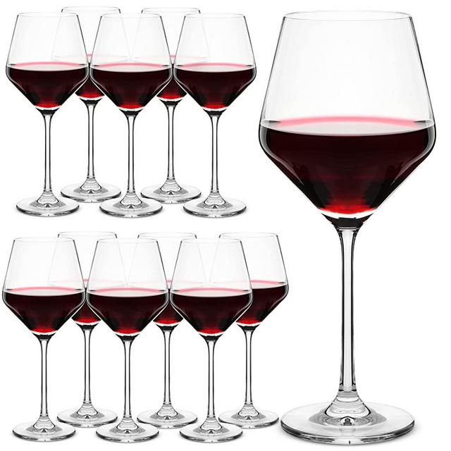 Btat- Wine Glass Set, Set of 12, 15 oz, Wine Glasses with Stem, Long Stem Wine Glasses, Crystal Wine Glasses, Red Wine Glasses, White Wine Glasses, Stemmed Wine Glasses, Tall Wine Glasses