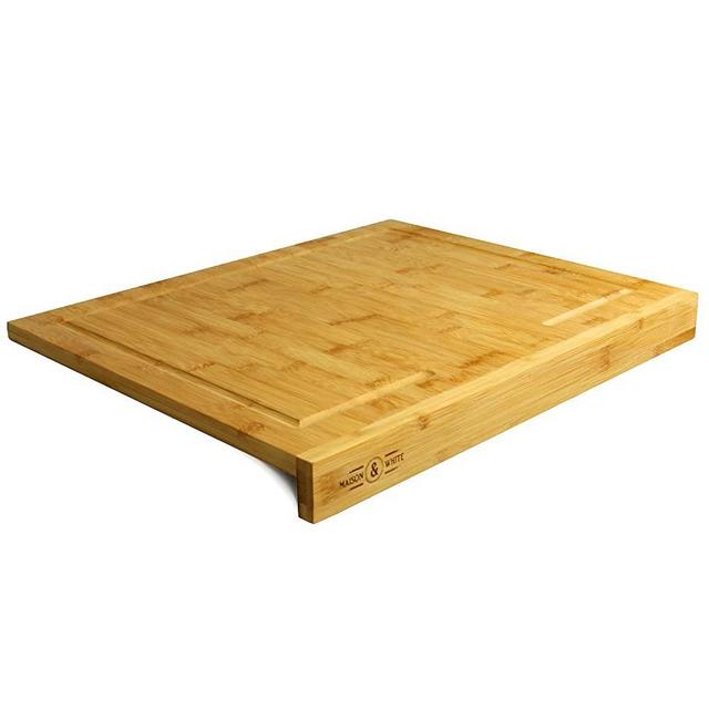 Counter Edge Bamboo Chopping Board | Secure Wooden Kitchen Cutting Board | 100% Natural, Durable Bamboo | M&W