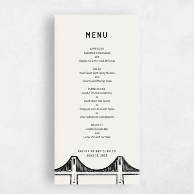 Ivory, White Wedding Menu - Manhattan Skyline