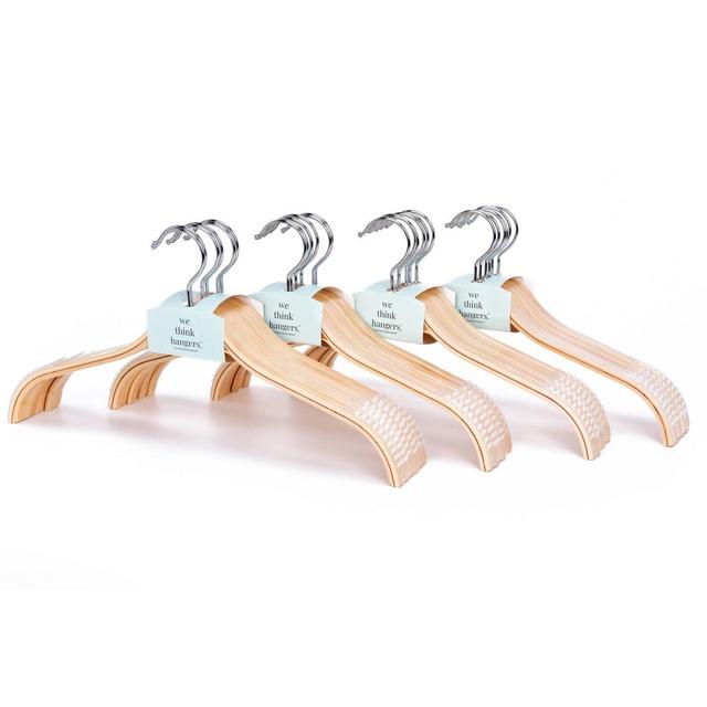 StorageWorks 12pk Wood Laminate Premium Hangers with Soft Non-slip Shoulder Grips Natural