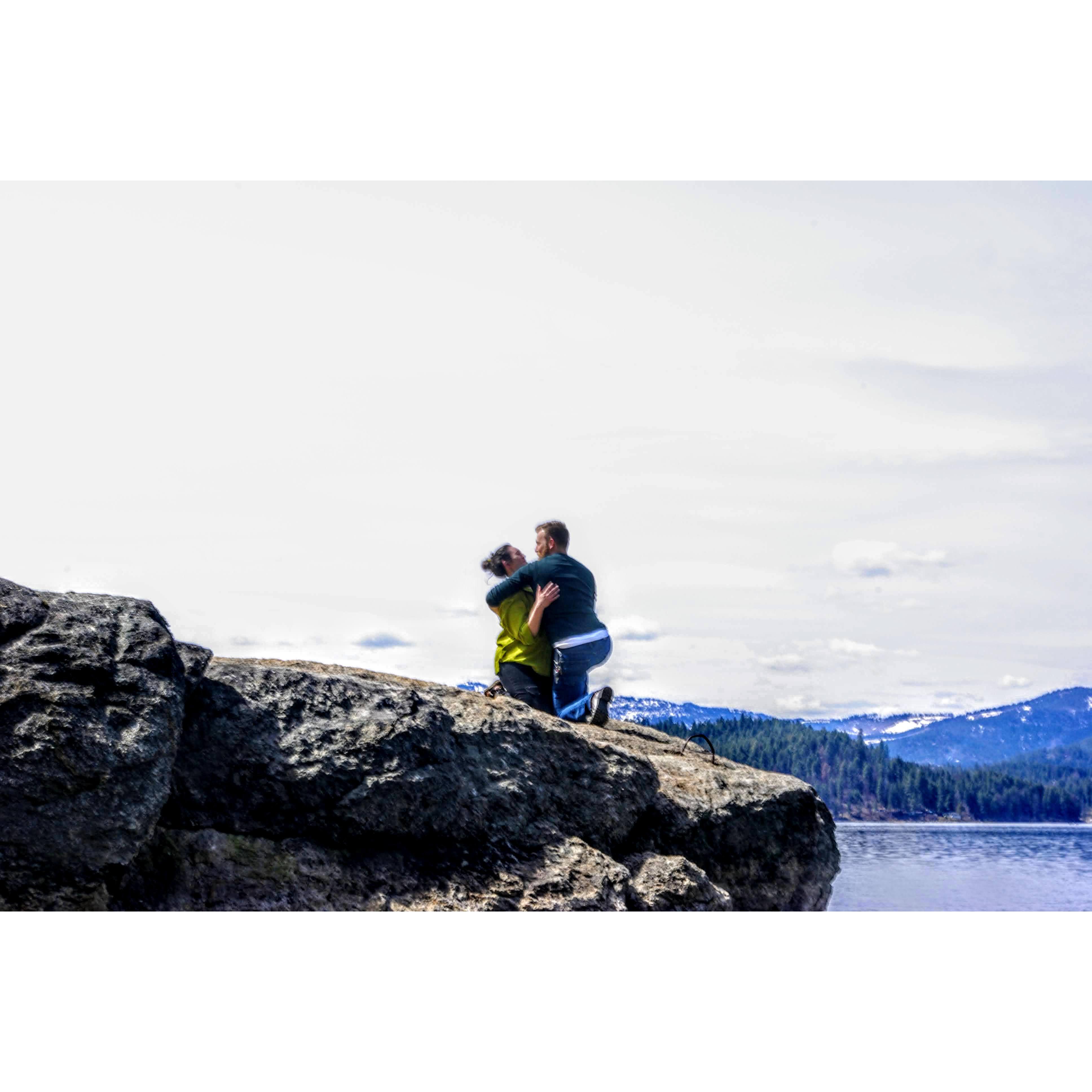 Aaron took the step forward and asked me to be his forever - to which I said "are you proposing?!" After dropping into his arms I finally gave him my "yes".