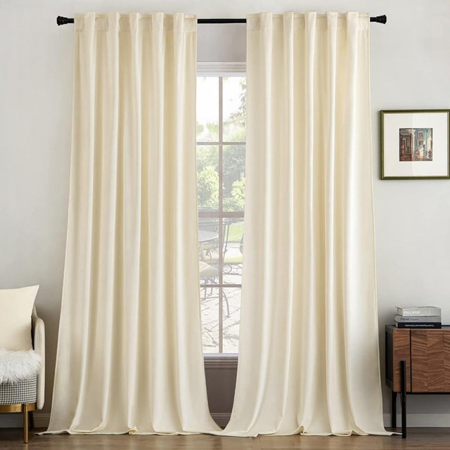 MIULEE Velvet Curtains 84 inches Long 2 Panels - Luxury Room Darkening Curtains for Bedroom Living Room Thermal Insulated Super Soft Window Drapes Back Tab, Cream Ivory White, W52 x L84