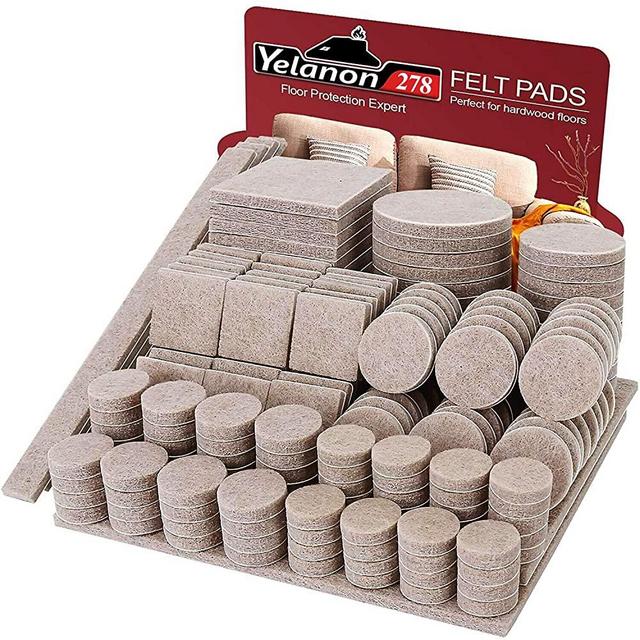 Felt Furniture Pads -278 Pcs Furniture Pads Self Adhesive, Cuttable Felt Chair Pads , Anti Scratch Floor Protectors for Furniture Feet Chair Legs , Furniture Felt Pads for Hardwoods Floors , Beige