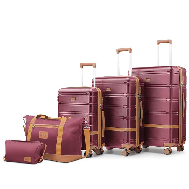 NEISIA Luggage Sets 3 Piece with spinner wheels, PC+ABS Hard Shell Travel Luggage,Lightweight Carry-on suitcases with TSA Lock,YKK Zippers (Purple)