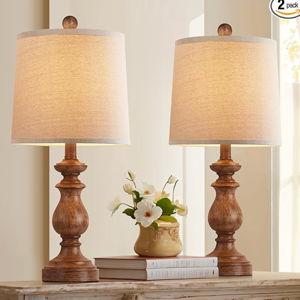 Table Lamp Set of 2 - Wood Grain