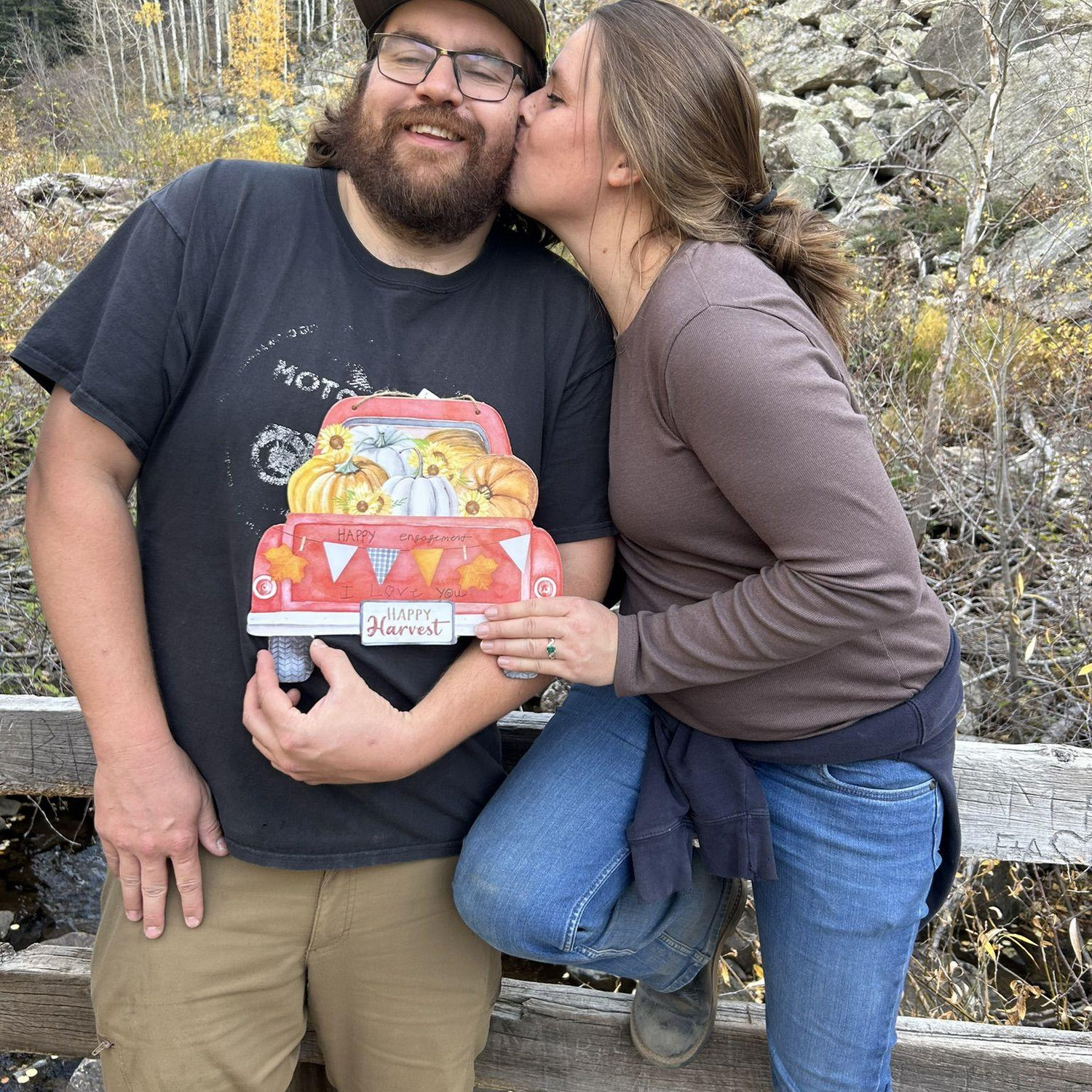 Engagement Day! Just looks like he's High............. I think.