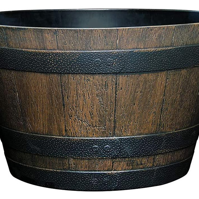 Classic Home and Garden S1027CP2D-037Rnew Whiskey Barrel 20.5" Planter 2 Pack, 2020 Kentucky Walnut