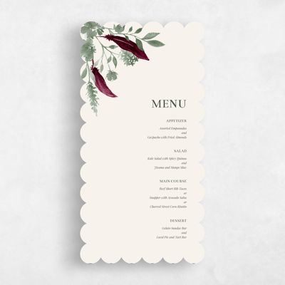 Red Scalloped Wedding Menu - Bethany