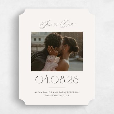 Beige Ticket Wedding Save the Date - Nash Photo