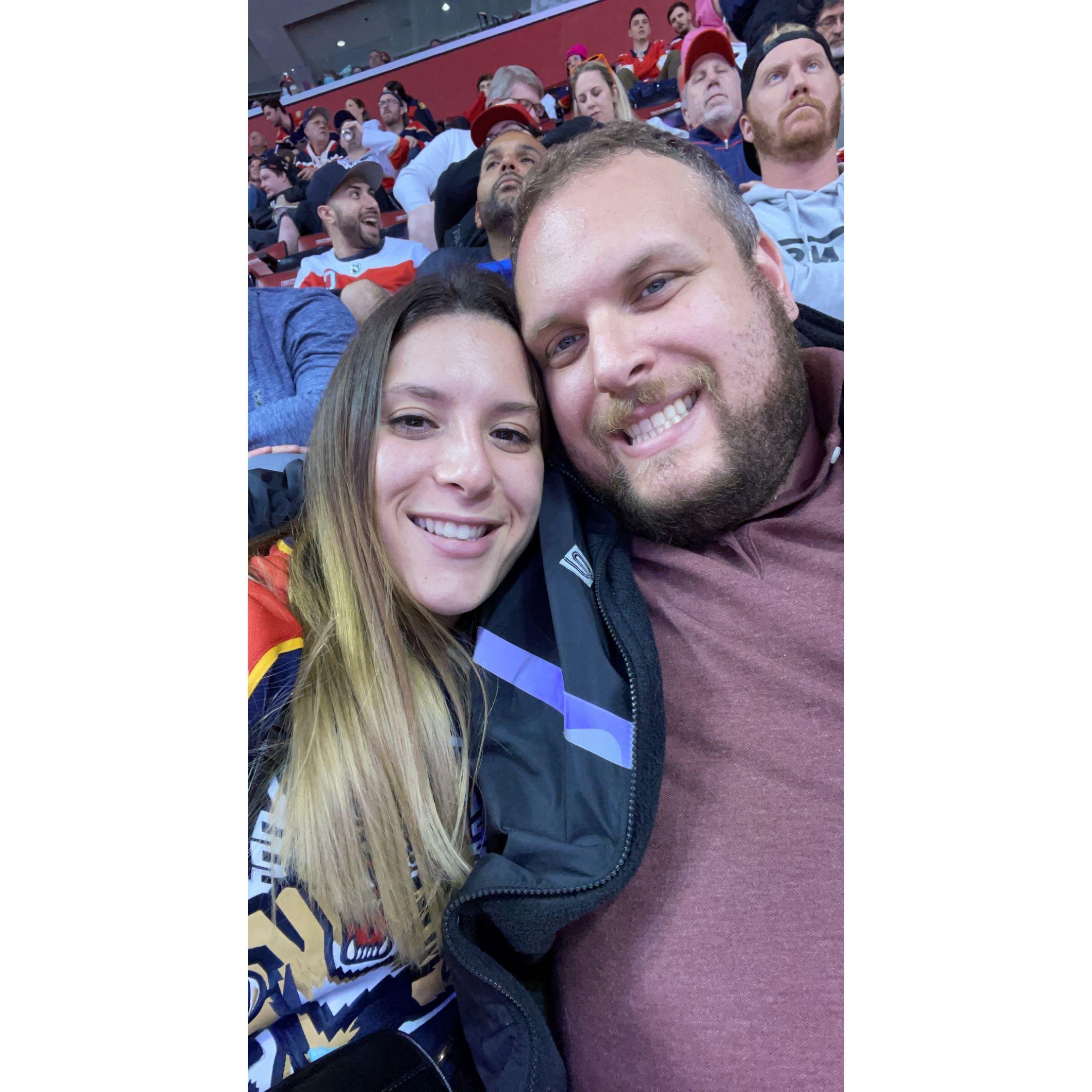 Our first hockey game together.