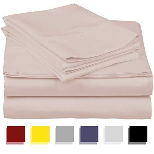 800 Thread Count 100% Egyptain Cotton Sheet King Blush Sheets Set, 4-Piece Long-Staple Combed Cotton Best Sheets for Bed, Breathable, Soft & Silky Sateen Weave Fits Mattress Upto 18'' Deep Pocket