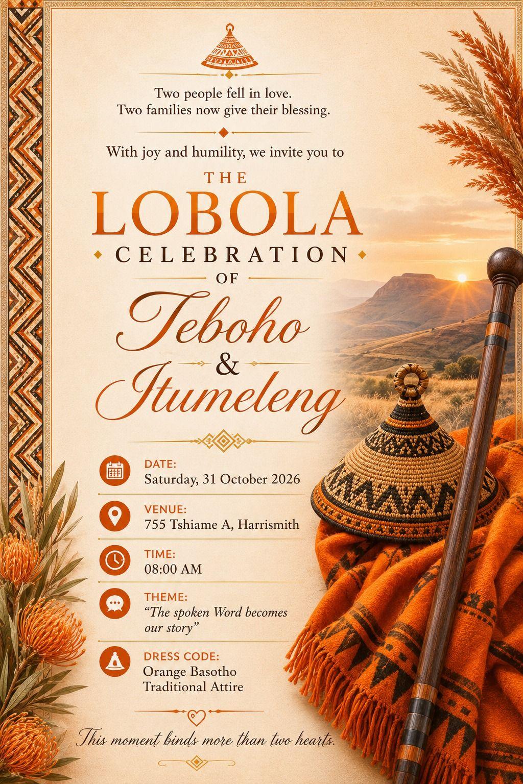 The Wedding Website of Itumeleng Selepe and Teboho Motloung