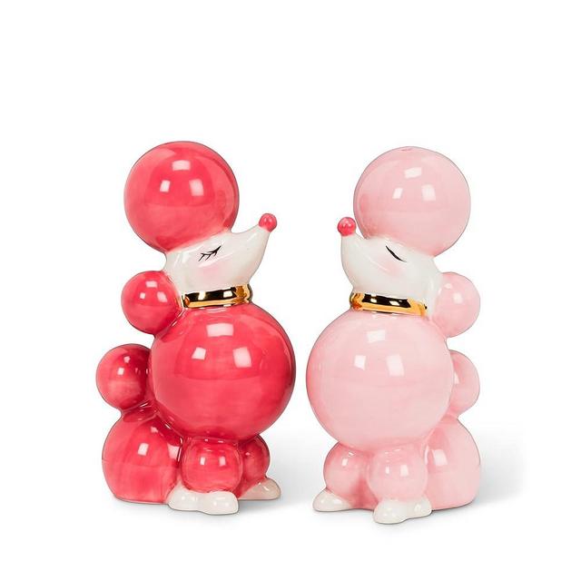 Abbott Collection 27-PINKIE-518 Pink Poodle Salt and Pepper Shaker Set, Pink, 3.5" H