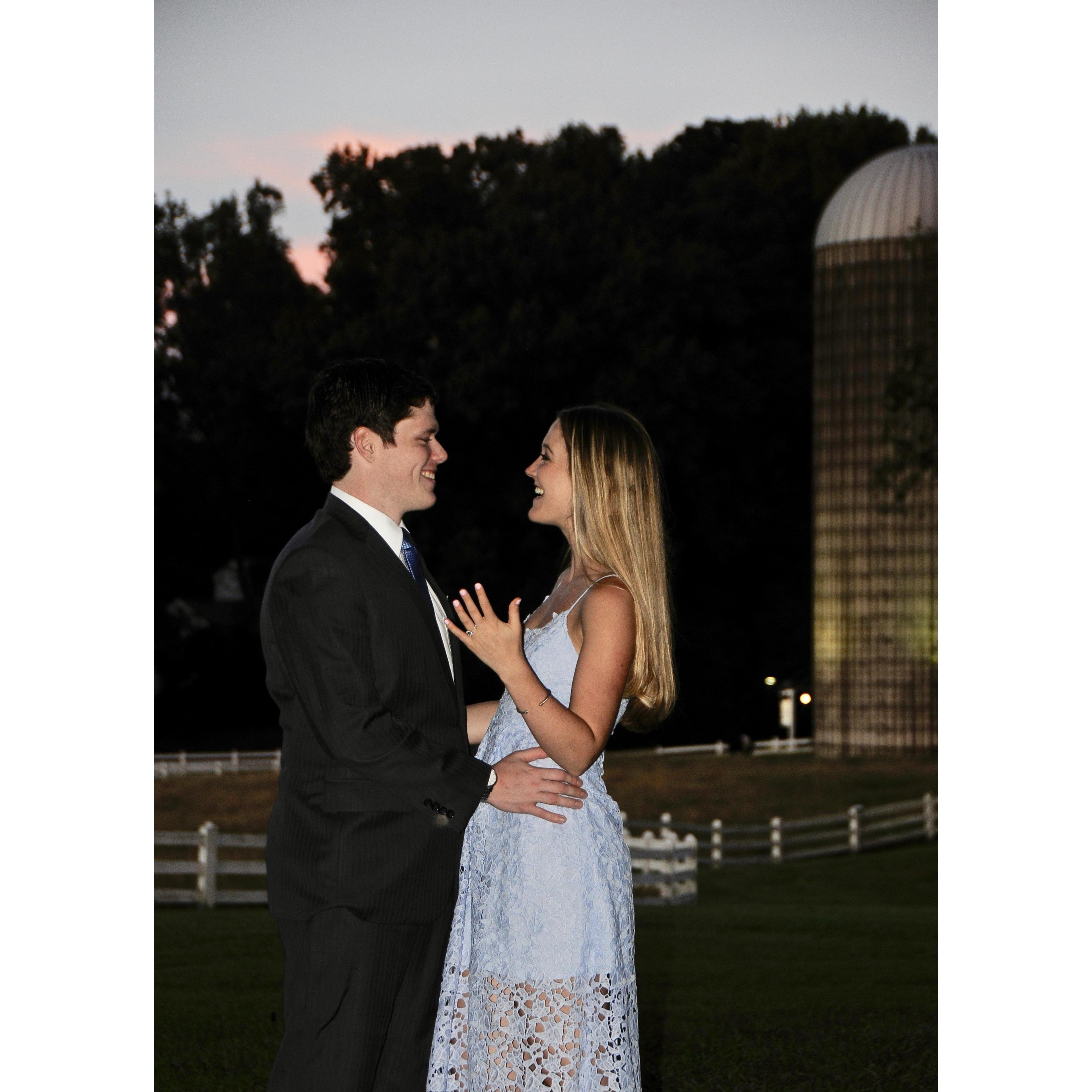 The night of Will's proposal, where he planned dinner for both of our families at the Fearrington House