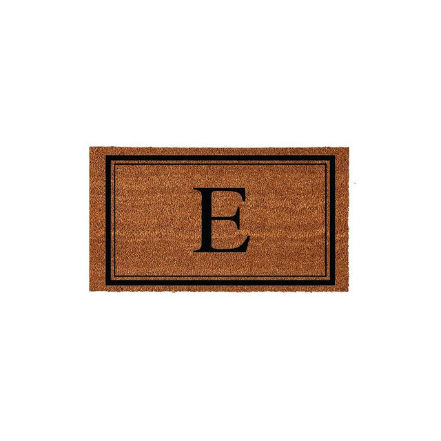 Evergreen Flag Monogram Letter E Entrance Doormat | 28 x 16 inches | Dirt Catching Natural Coir | All-Season | Non-Slip Backing | Indoor and Outdoor Home Decor