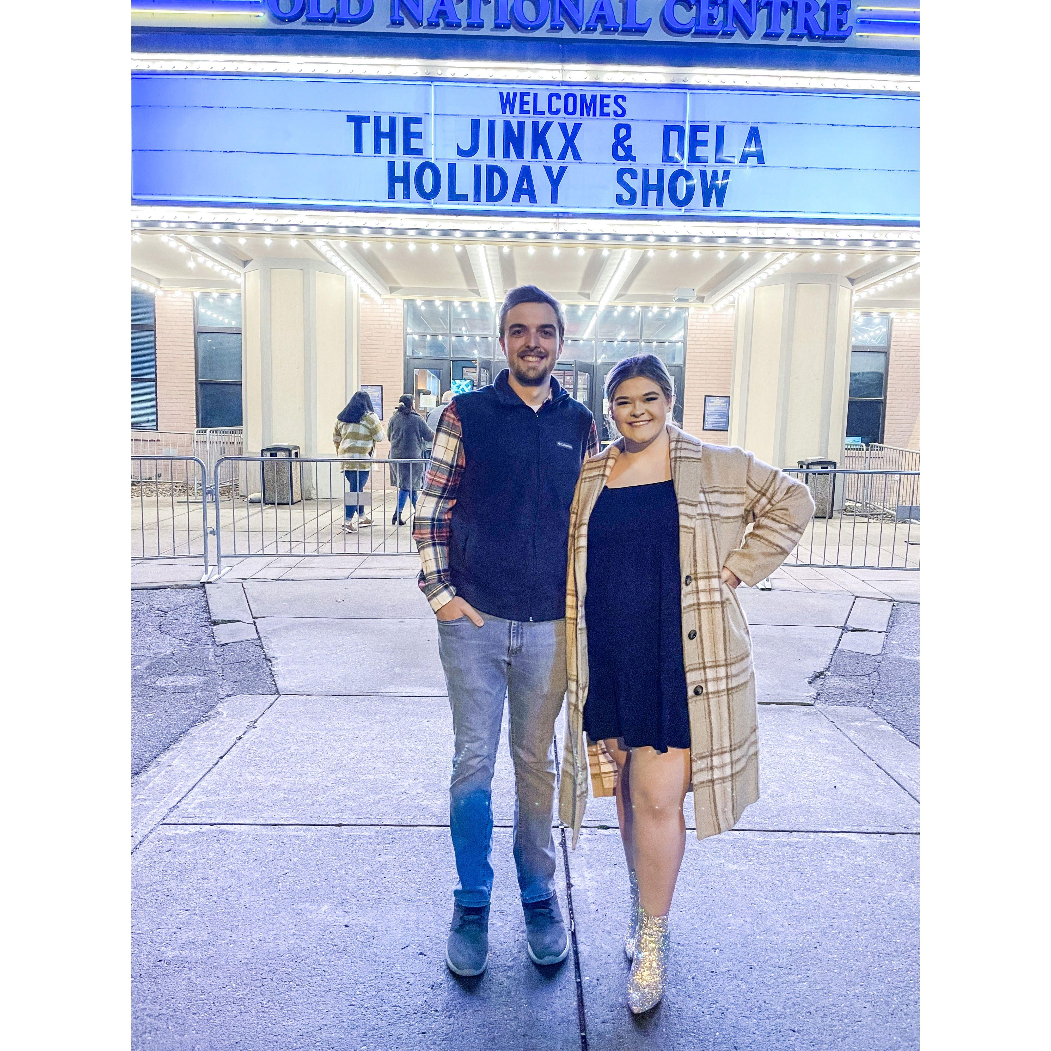 Ian and I at Jinkx and Dela's holiday show with my parents in Indianapolis!