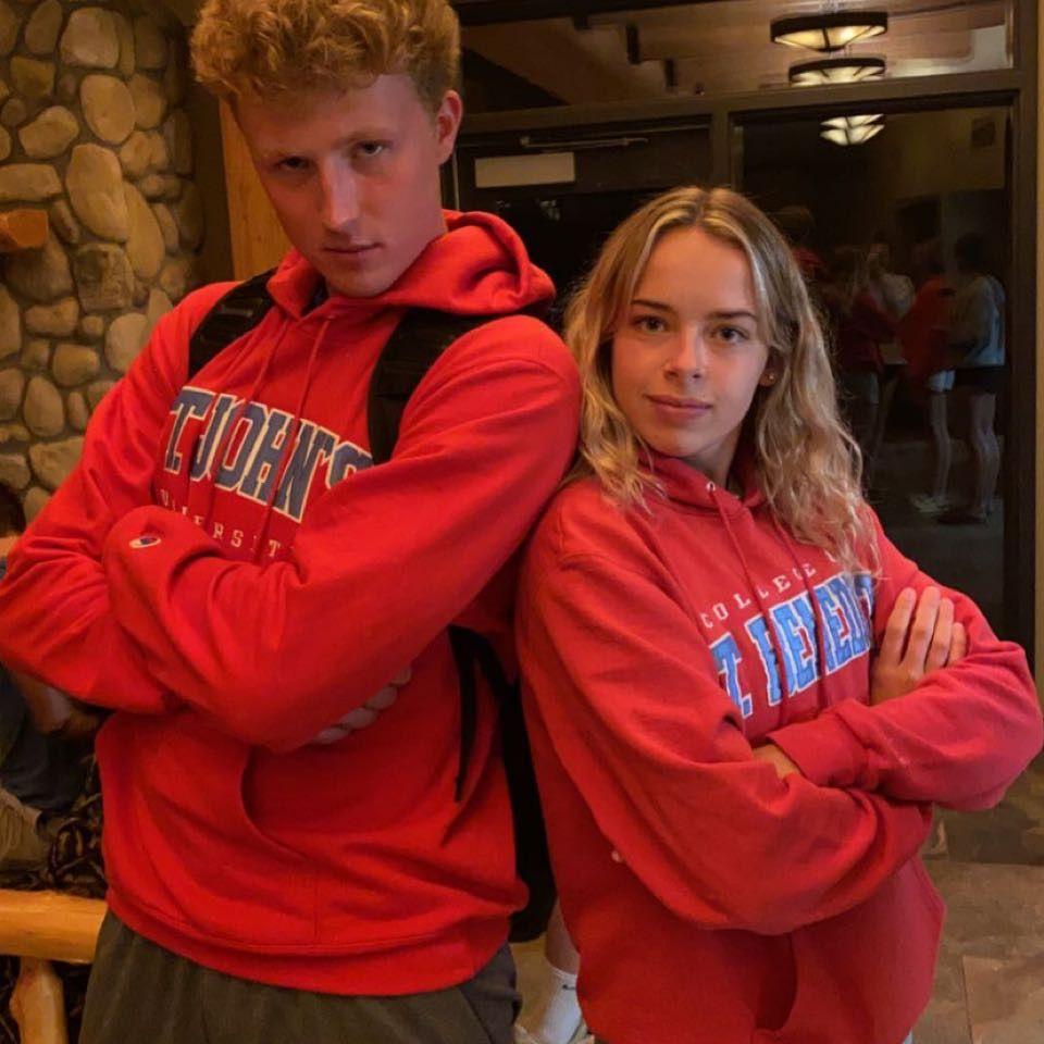 This picture was taken at Camp Survive 2021 before we started our freshman year together at CSBSJU.