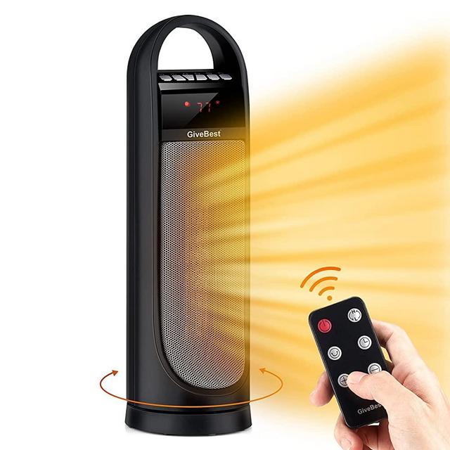 Tower Space Heater, Electric Heater 1500W/900W with Remote Control, Timer, Thermostat, Overheat and Tip-Over Protection, Oscillating Portable Heater for Large Room Home Office Garage Indoor Use