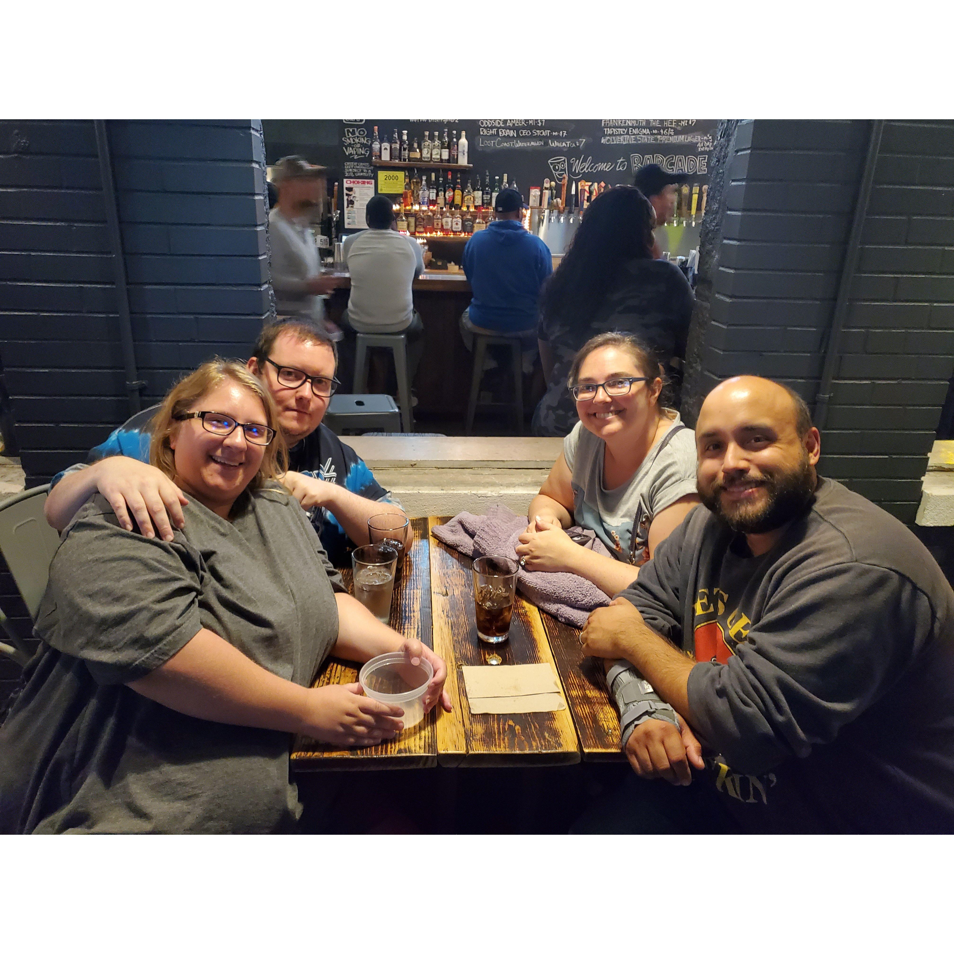 Celebrating Keith's birthday at Barcade in Detroit.