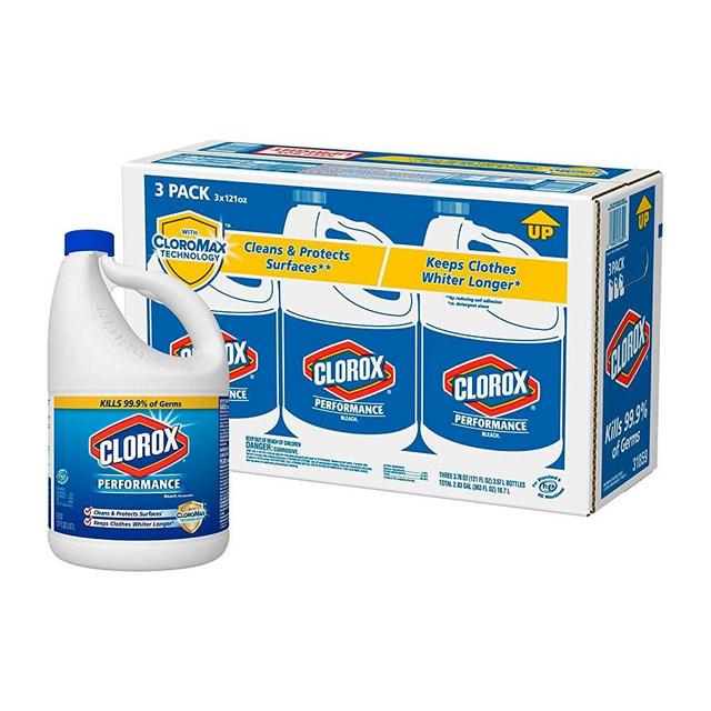 Clorox 764442854668 Liquid Bleach-121-Oz. Bottle-Case of 3, Original Version, 343 Ounce