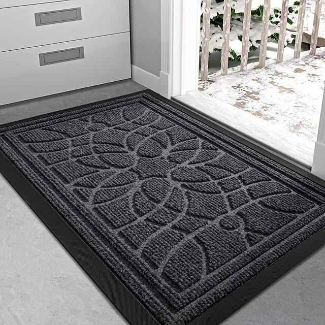 DEXI Door Mat for Indoor Outdoor Welcome Mat, Heavy Duty Durable Front Door Mat Low Profile Entryway Rug for Entry, Patio, Garage, High Traffic Areas, 2'x3', Grey