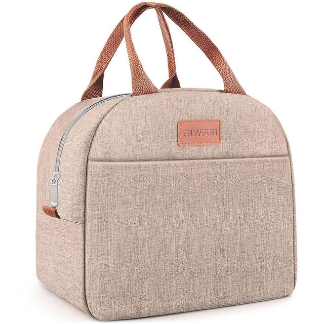 Lunch Bag for Women & Men Adult Insulated Lunch Box, Small Leakproof Cooler Food Lunch Containers Reusable High Capacity Lunch Tote Bags for Work, Travel, Outdoor (KHAKI)