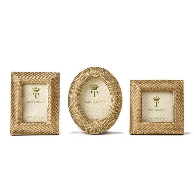 Two's Company Tuileries Golden Dots Photo Frame Assorted 3 Shapes - Resin/Glass