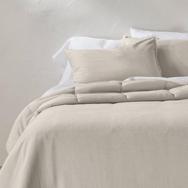 Heavyweight Linen Blend Comforter Set-Natural (Queen)