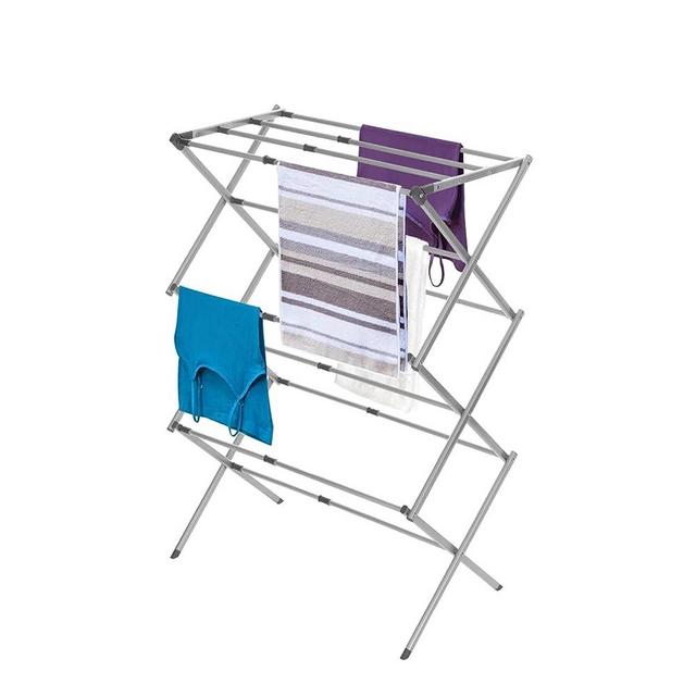BLACK + DECKER Laundry Organization Expandable/Collapsible Clothes Drying Rack. Essential for Camping/Trailers or Anywhere You Air Dry Laundry. Oversized for Multiple Garments, Grey